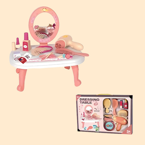 Kit De Belleza Niñas Mesa Espejo Ajustable Secadora Peine