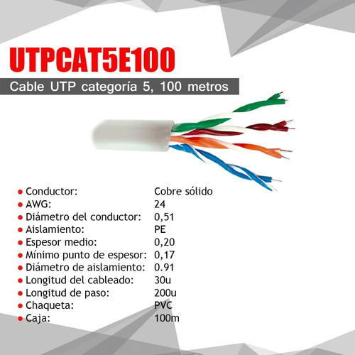 Cable De Red Utp Cat 5e X 100mt