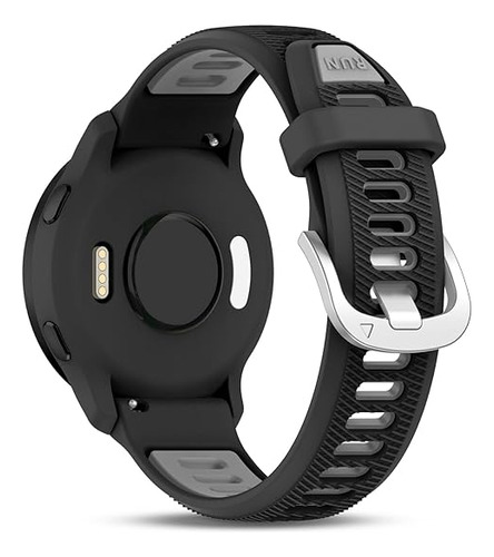 Malla Silicona Deport 20mm Para Garmin Samsung Watch Neg/gri