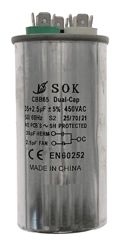 Capacitor Dual 35 + 2.5 Mf 450 Vac