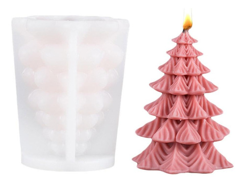 Vela De Árbol De Navidad 3d Con Molde De Silicona, Vela Navi