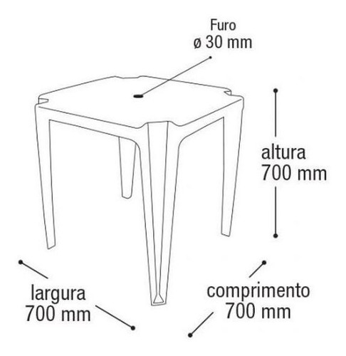 Kit Mesa Quadrada Monobloco Preta Com 4 Cadeiras Arqplast