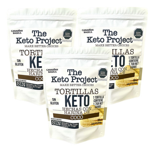 Tortillas De Coco Keto, Low Carb, The Keto Project, 3 Pack