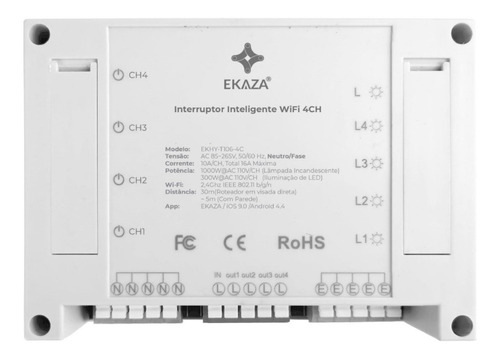 Interruptor 4ch Canais Wifi Automação Alexa Google Home