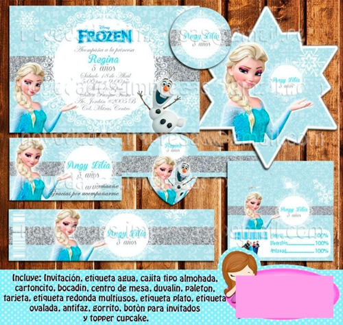 Kit Imprimible Elsa Frozen Anna Olaf Princesas Congelado A07