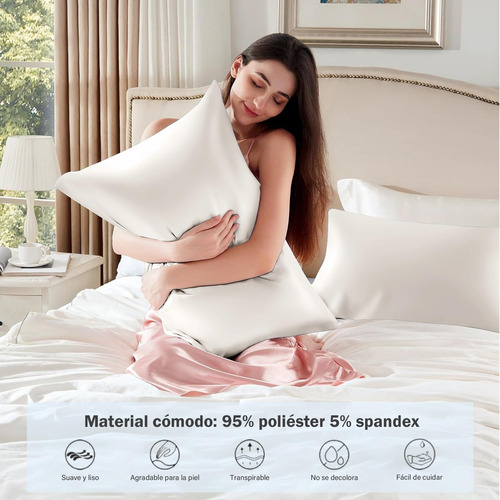 Fundas Almohadas De Satén 2pcs, Funda Almohada Queen Size