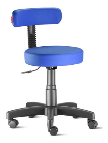 Cadeira Mocho Com Encosto Slim Com Regulagem De Altura Cor Azul