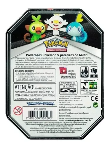 Latinha - lata de guardar cartinhas pokémon - Galar Fogo Cinderace