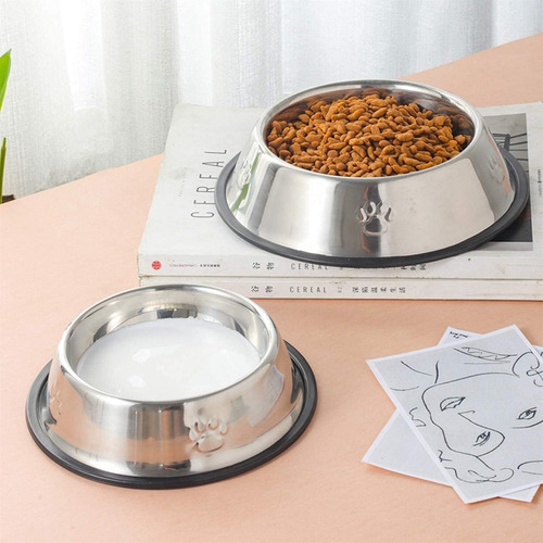 Cuenco Alimentación Perro Antideslizante De Acero Inoxidable