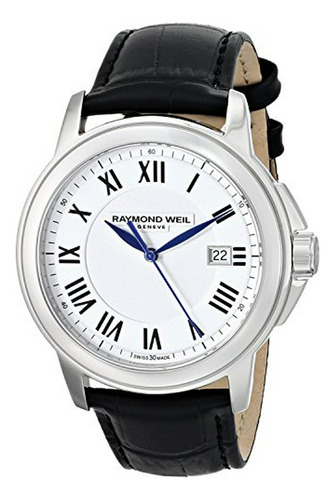 Reloj De Cuero Negro Suizo Raymond Weil 5578-stc-00300