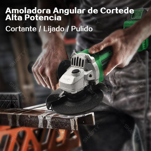 Esmeriladora Angular Shawty® Inalámbrica Sin Carbones C/2 Baterías 4.0ah 4½ Color Verde Apto Para Corte Y Afilado Profesional