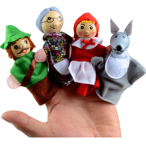 4 Marionetas De Dedo  Caperucita Roja Para Ninos Pequenos T
