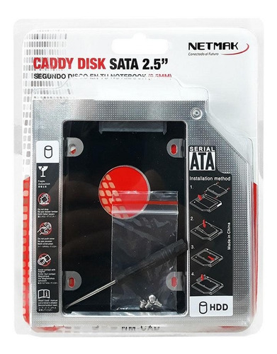 Imagen 1 de 6 de Caddy Disk Sata 2,5 9,5mm Coloca 2do Disco En Tu Notebook