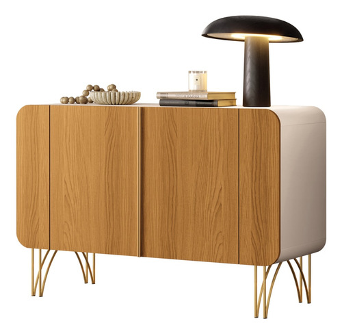 Balcão Aparador Buffet Pé Metal Benvenuto Cinamomo/off - Hb