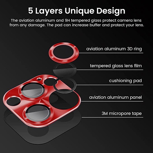 Imagen 3 de 7 de Protector Cámara Aluminio Para iPhone 14 Pro - 14 Pro Max