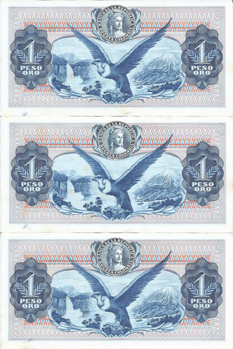 Colombia Trío De Números Consecutivos, 1 Peso 20 Julio 1972