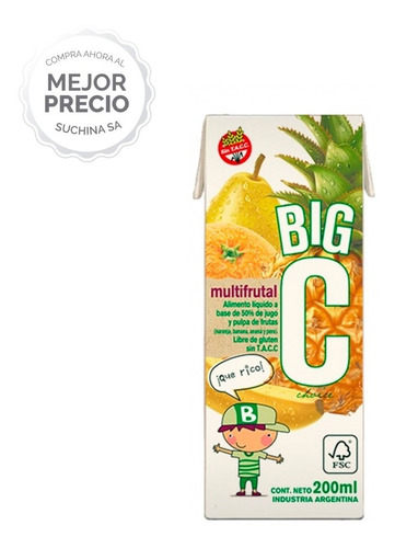 Imagen 1 de 6 de Jugo Big C 200ml Pack X27 Sabor Multifruta Suchina Sa