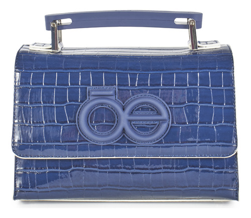 Bolsa Briefcase Cloe Para Mujer Look Animal Skin Con Asa Color Azul marino