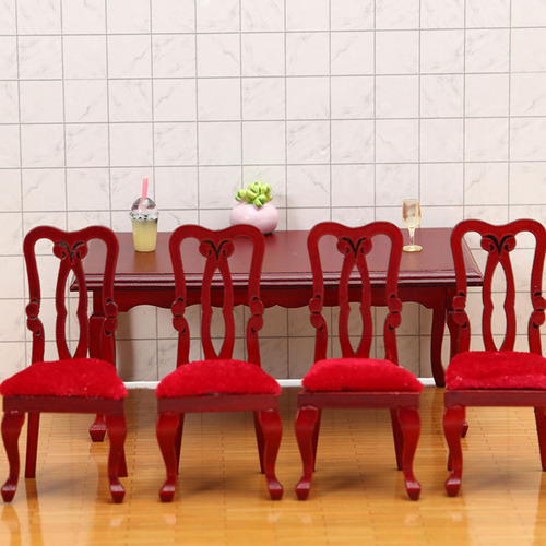 Casa De Muñecas De Madera, Silla De Mesa En Colocar