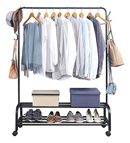 Clothes Rack With Shelves, Freestanding Garment Rack 