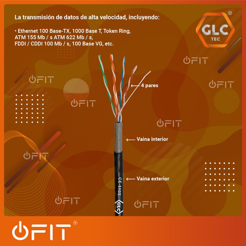 Imagen 4 de 10 de Cable Utp Glc Bobina 305m Cat 5e Exterior Doble Vaina