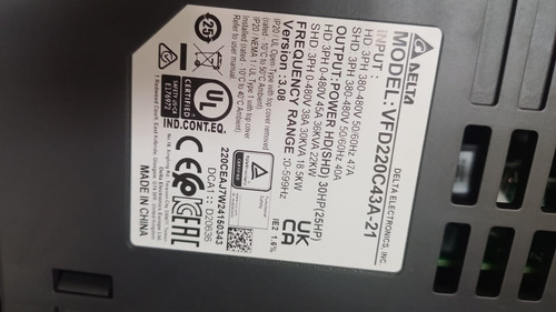 Vfd220c43a-21 Delta Variador De Frecuencia
