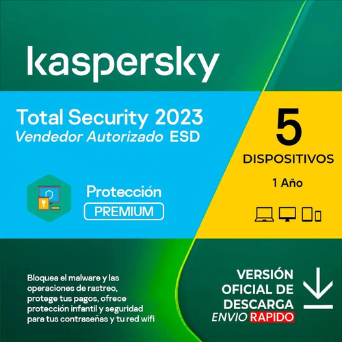 Imagen 1 de 4 de Kaspersky Total Security 5 Pc 1 Año Oferta Especial