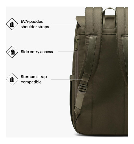 Herschel Supply Co Mochila De Retiro, Verde Hiedra, Talla