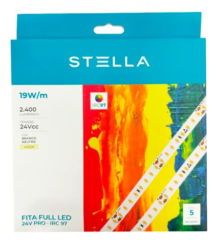 Fita De Led Pro Full Led Alto Irc 19w/m 4000k 24v Stella