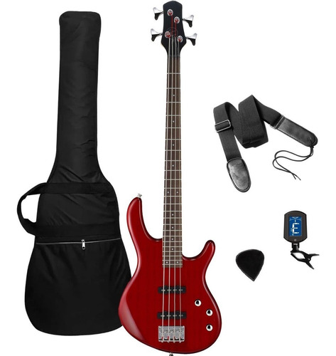 Bajo 4 Cuerdas Modelo Ibanez Funda Correa Afinador Wine Red