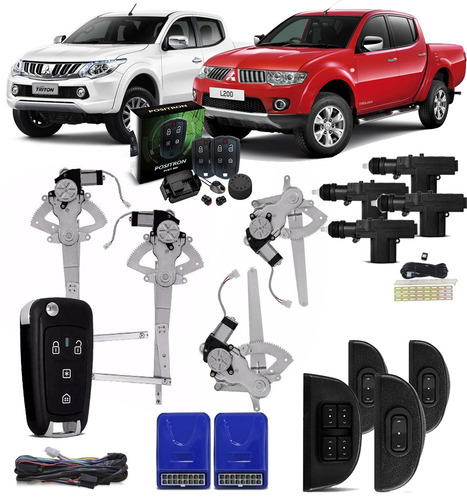 Kit Vidro Eletrico L200 Triton 4 Pts C Trava + Alarme Chave