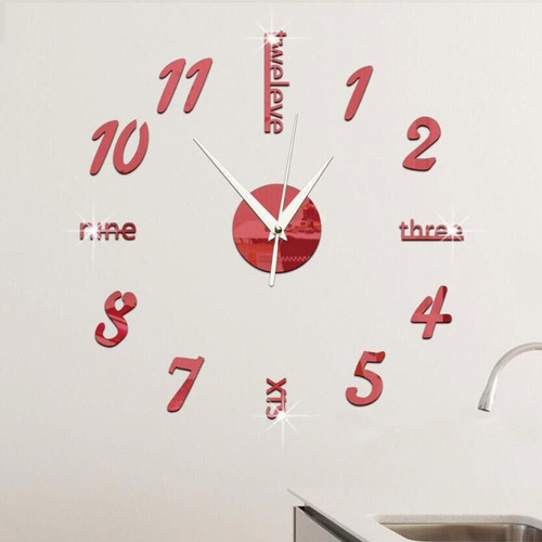 Reloj De Pared 3d Con Números De Espejo, Letras, Decoración