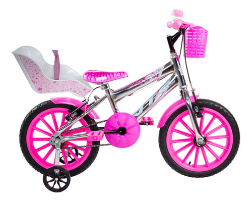 Bicicleta Infantil  Aro 16 Com Cadeirinha De Boneca Cromada
