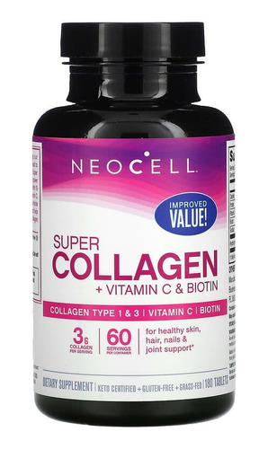 Neocell - Suplemento Colageno, Vitamina C Y Biotina 180 Tabs