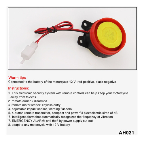 Alarma Antirrobo P/moto Encendido A Distancia Control Remoto