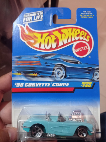 Hot Wheels 1998 58 Corvette Coupe Azul Claro #780  1