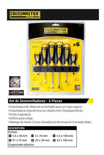 Imagen 2 de 3 de Juego Destornilladores 6 Pzas Plan-phill Crossmaster 9940994