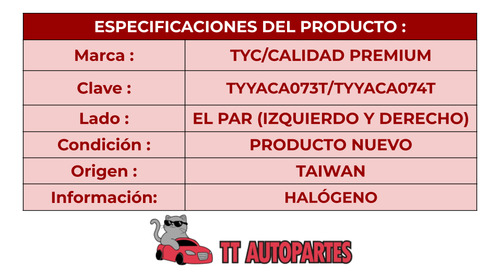 Par Calavera Yaris 2006-06-07-2008-08 Hatchback Tyc Ore