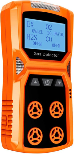 Detector 4 Gases Multigas Coreel Co2 H2s O2 Lel Digital Lcd Color Naranja