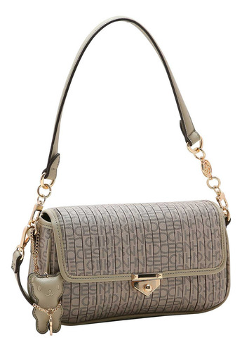 Bolsa Feminina Chenson Cg83731 Monograma Plissado Cor Natural