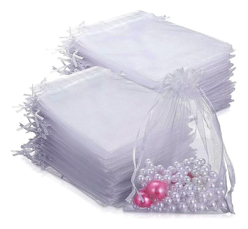 100 Bolsitas De Organza Con Cordon 7x9 Cm Souvenirs Joyería