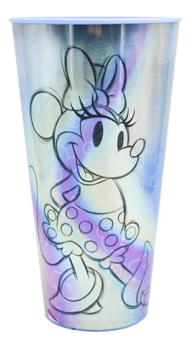 Juego De 4 Vasos De Plástico Plateado 700ml Mickey 100 Aniv