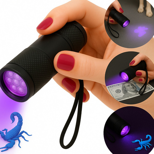 Lanterna Tática Marca DNC DIGITAL, UV LED T6 Luz Negra Ultra Violeta, Defesa Pessoal, Detecta Nota Falsa, Escorpião, Vazamento, Unha Gel, Resina, Mais Potente do Mundo, Funciona com Pilhas