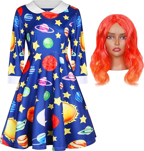 Vestido Con Cuello Para Mujer Disfraz Halloween Manga Larga