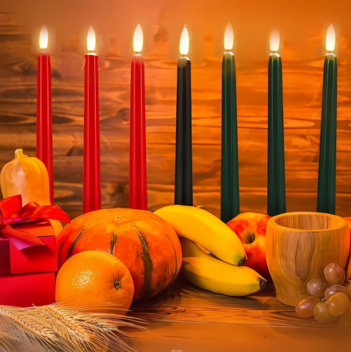Juego De 7 Velas Kwanzaa Sin Llama, Funciona Con Pilas, Mish
