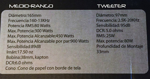 . Set De Medios Audiobahn Abc6500y 6,5 2 Vias 900 Watts Max