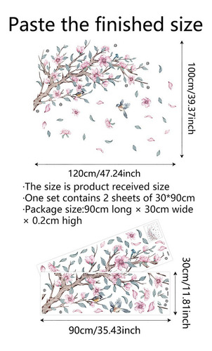 Adhesivos De Pared J Fresh Branches Con Pájaros Y Flores Par