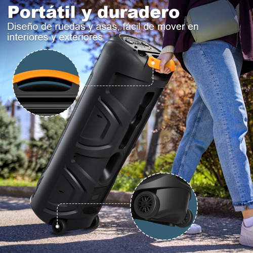 Bocinas Bluetooth Recargables Portátil 50w Led Grandes Bafle Negro