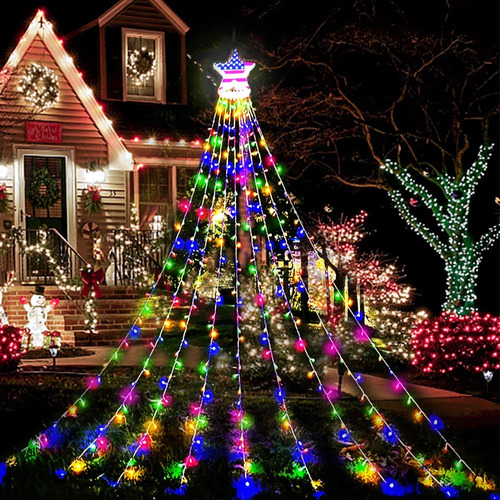 Decoracion Navidad Para Exterior 8 Modo Luz Cascada Led Casa