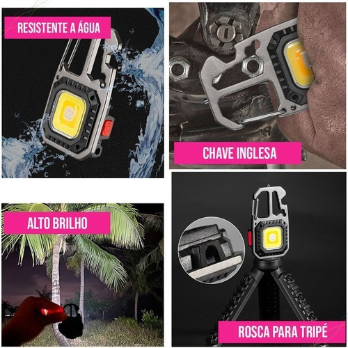 Lanterna Tática Multifuncional Mini Glare Cob Chaveiro Luz